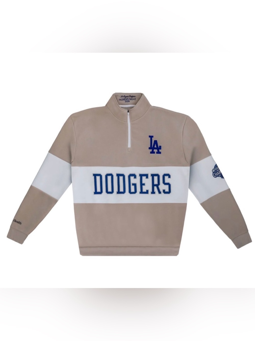 Los Angeles Dodgers Women’s Night Beige & White Quarter-Zip Pullover